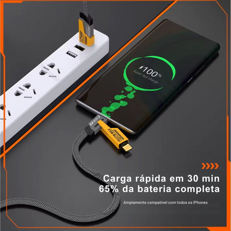 Cabo de Carregamento Rápido 65W 3 em 1