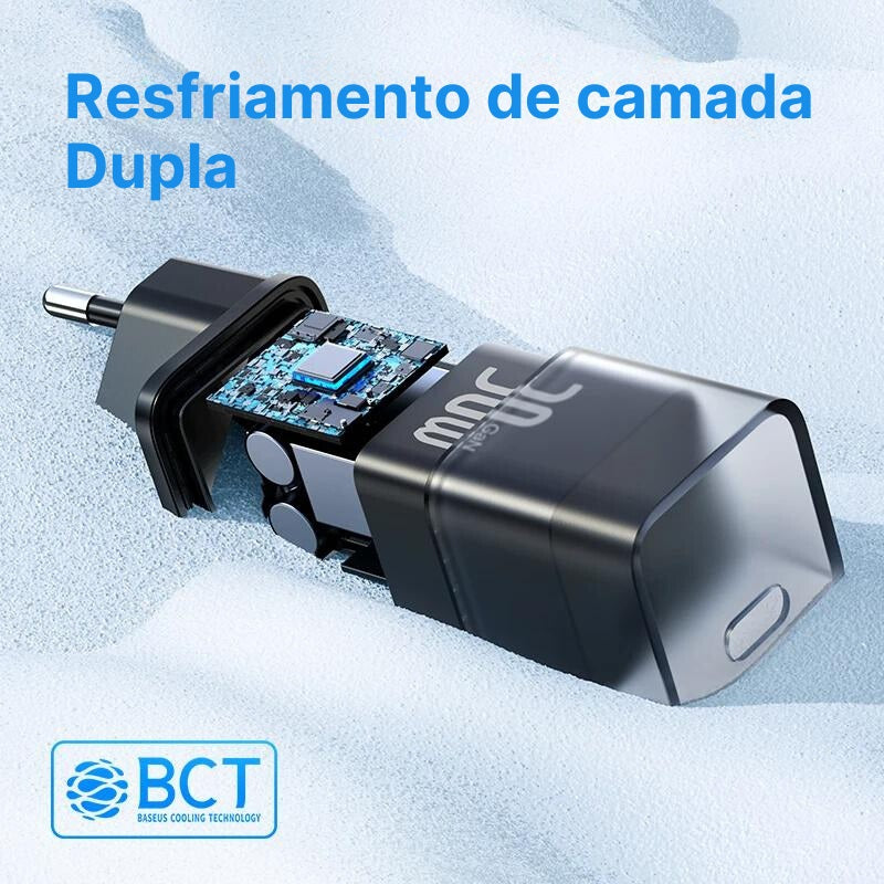 Carregador Rápido 30W + Cabo 100W Baseus GaN 5 USB Tipo C