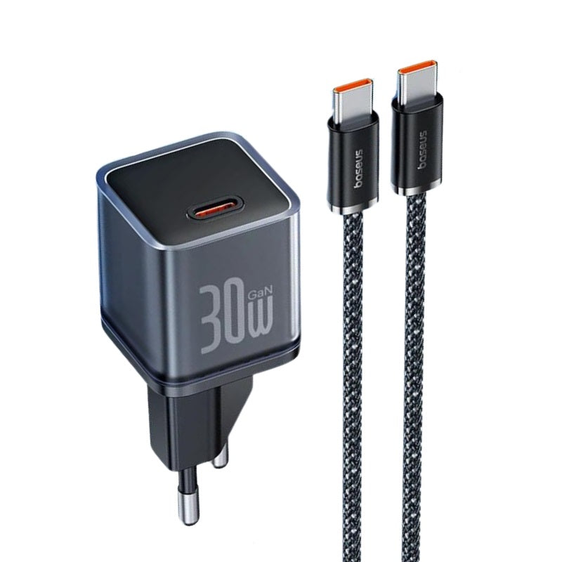 Carregador Rápido 30W + Cabo 1 metro 100W Baseus USB Tipo C