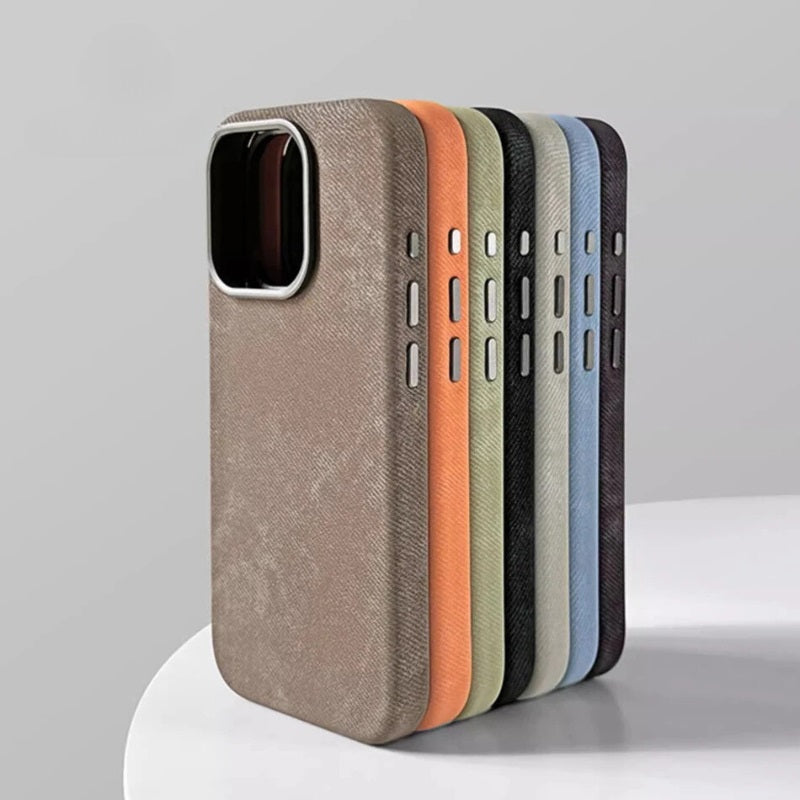 Capa para iPhone Flanela de Couro Roxo