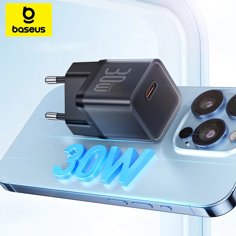 Carregador Rápido 30W + Cabo 100W Baseus GaN 5 USB Tipo C