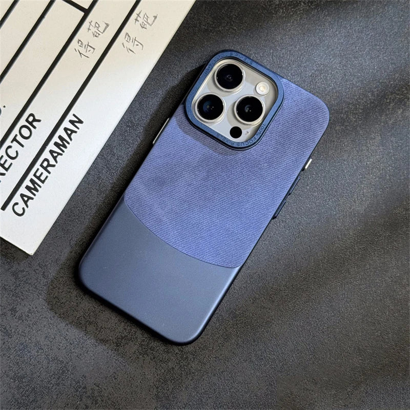 Case para iPhone Flanela Azul Escuro