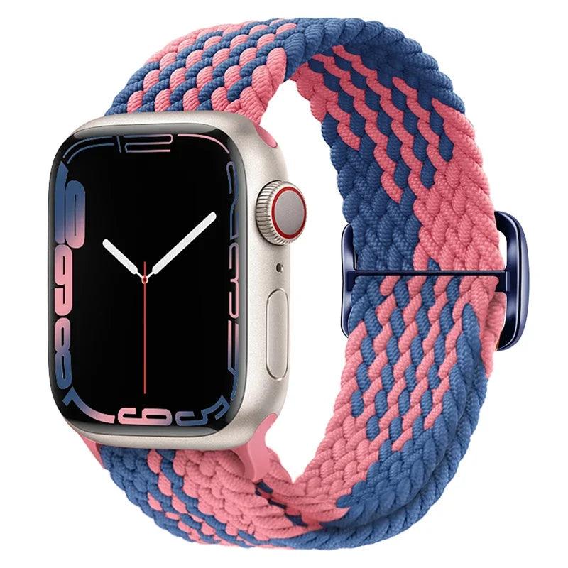 Pulseira para Apple Watch Trança Elástica Rosa e Azul
