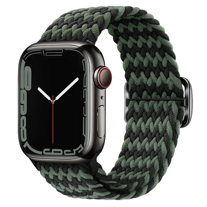 Pulseira para Apple Watch Trança Elástica Preto e Verde