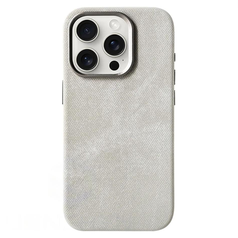 Capa para iPhone Flanela de Couro Cinza