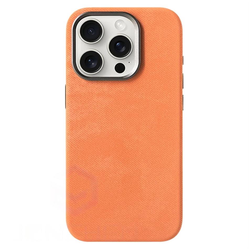 Capa para iPhone Fibra de Couro Laranja