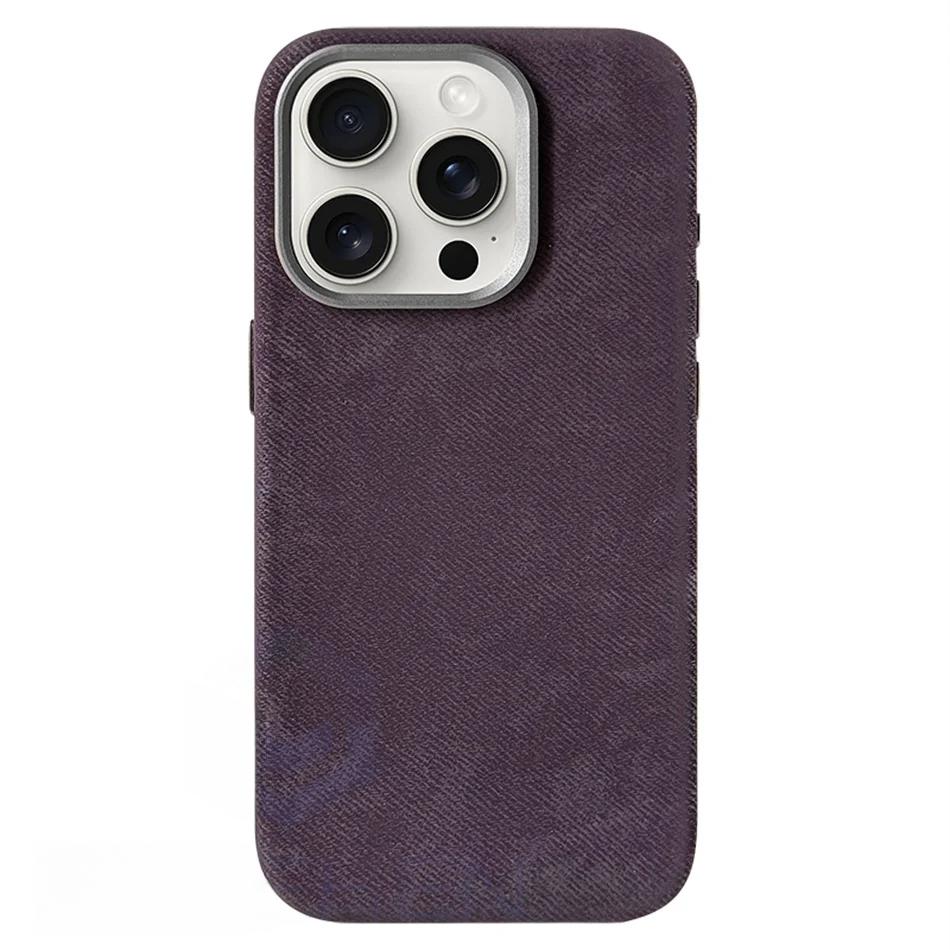Capa para iPhone Flanela de Couro Roxo