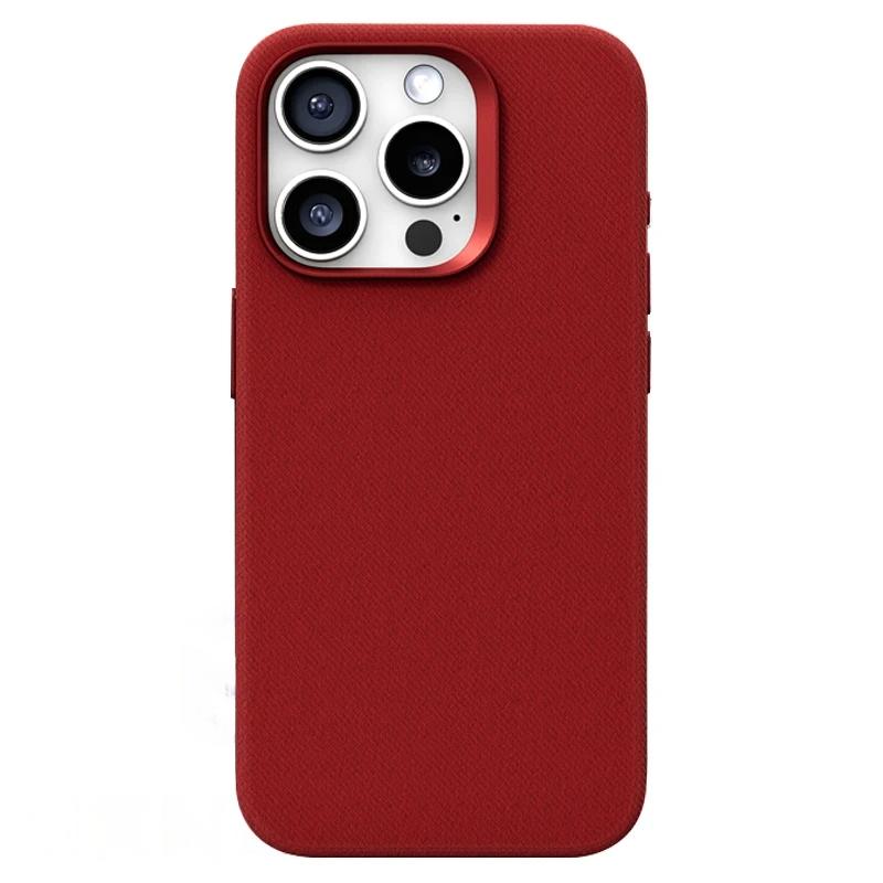 Capa para iPhone Flanela de Couro Vermelho