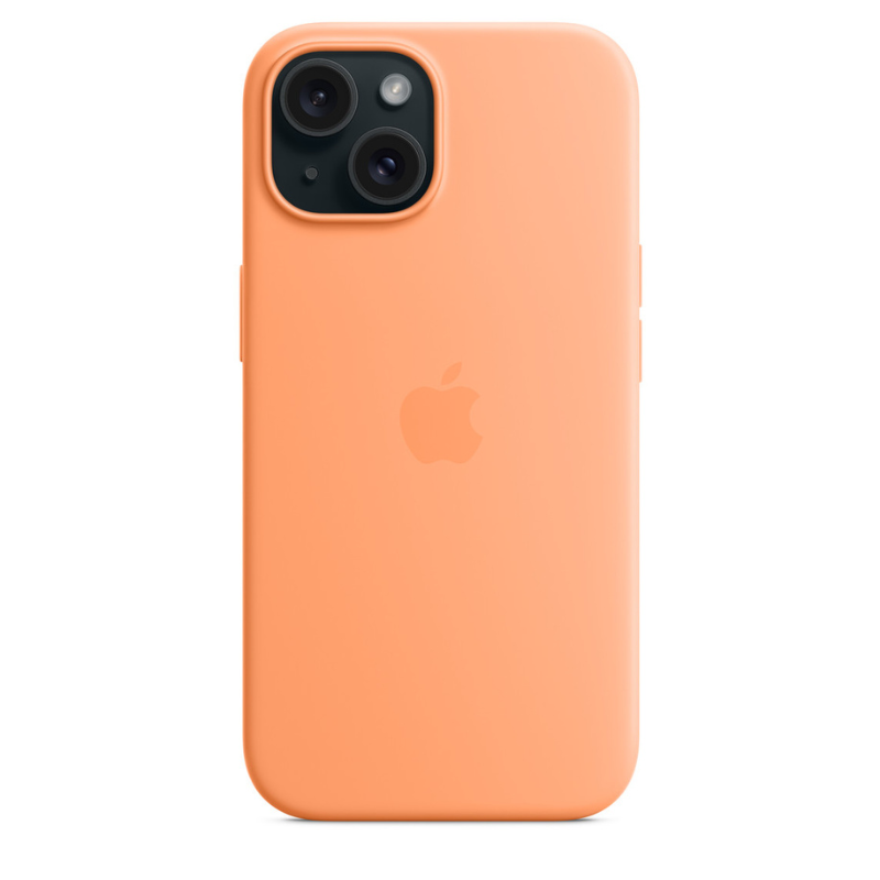 Capa para iPhone de Silicone Laranja Sorbet Série 15