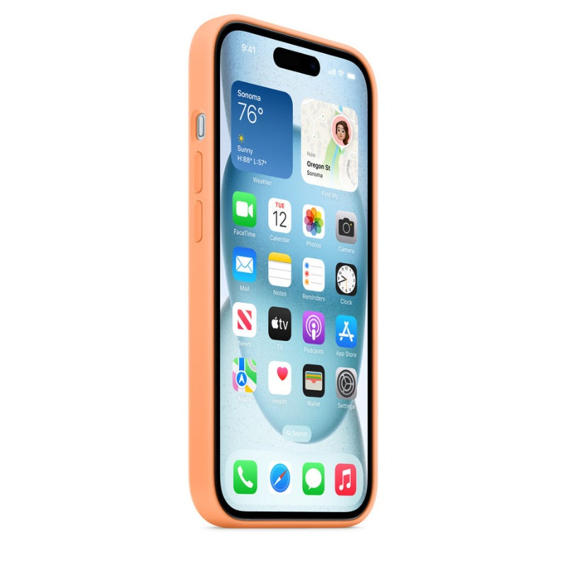 Capa para iPhone de Silicone Laranja Sorbet Série 15