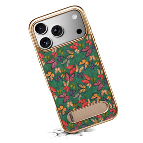 Capa para iPhone Flower azul em cortiça, com suporte dobrável