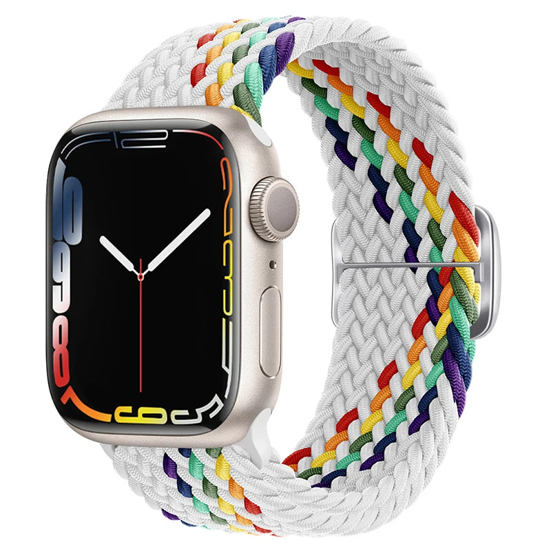 Pulseira para Apple Watch Trança Elástica Arco-íris