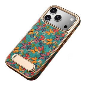 Capa para iPhone Flower azul em cortiça com estampa de borboletas