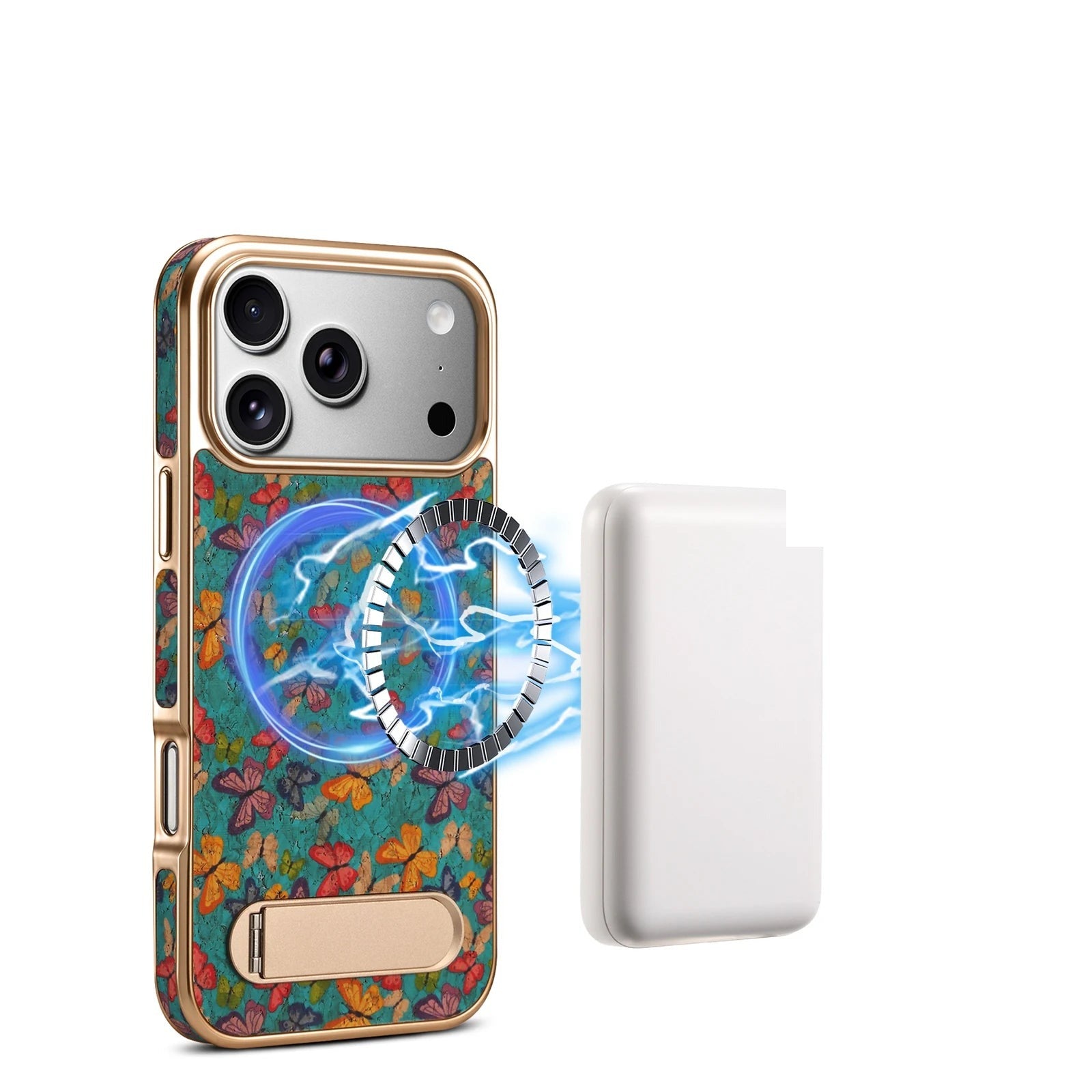 Capa Flower compatível com MagSafe, com bateria magnética encaixada