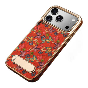 Capa para iPhone Flower laranja em cortiça com estampa de borboletas