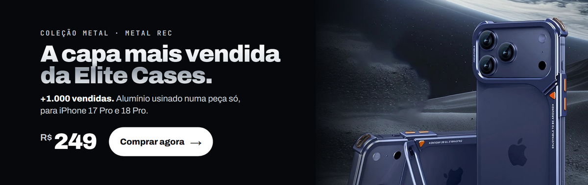 Capa Metal Rec azul de alumínio, a mais vendida da Elite Cases, por R$ 249