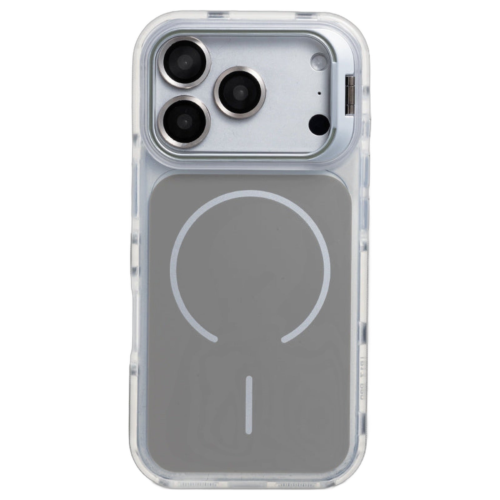 Capa para iPhone Protect Stand cinza, vista da traseira